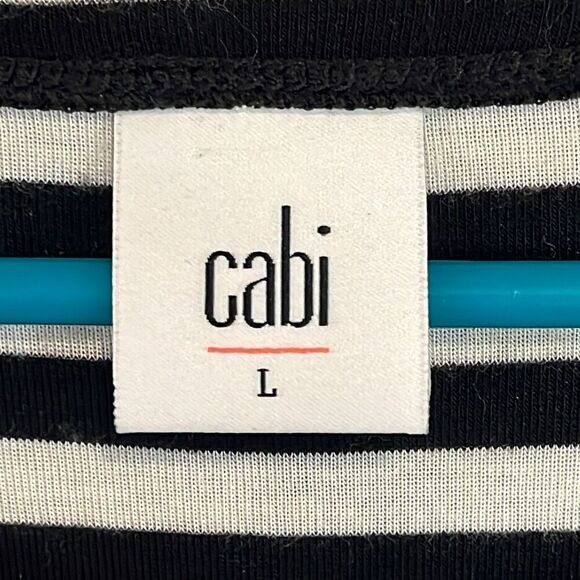 Cabi Bistro Black and White Striped Long Sleeve Top Large #5188 - Picture 4 of 5